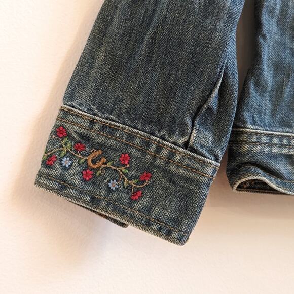 Vtg Y2K Gap Denim Jacket Girls Sz 4-5T Embroidered - Picture 3 of 6
